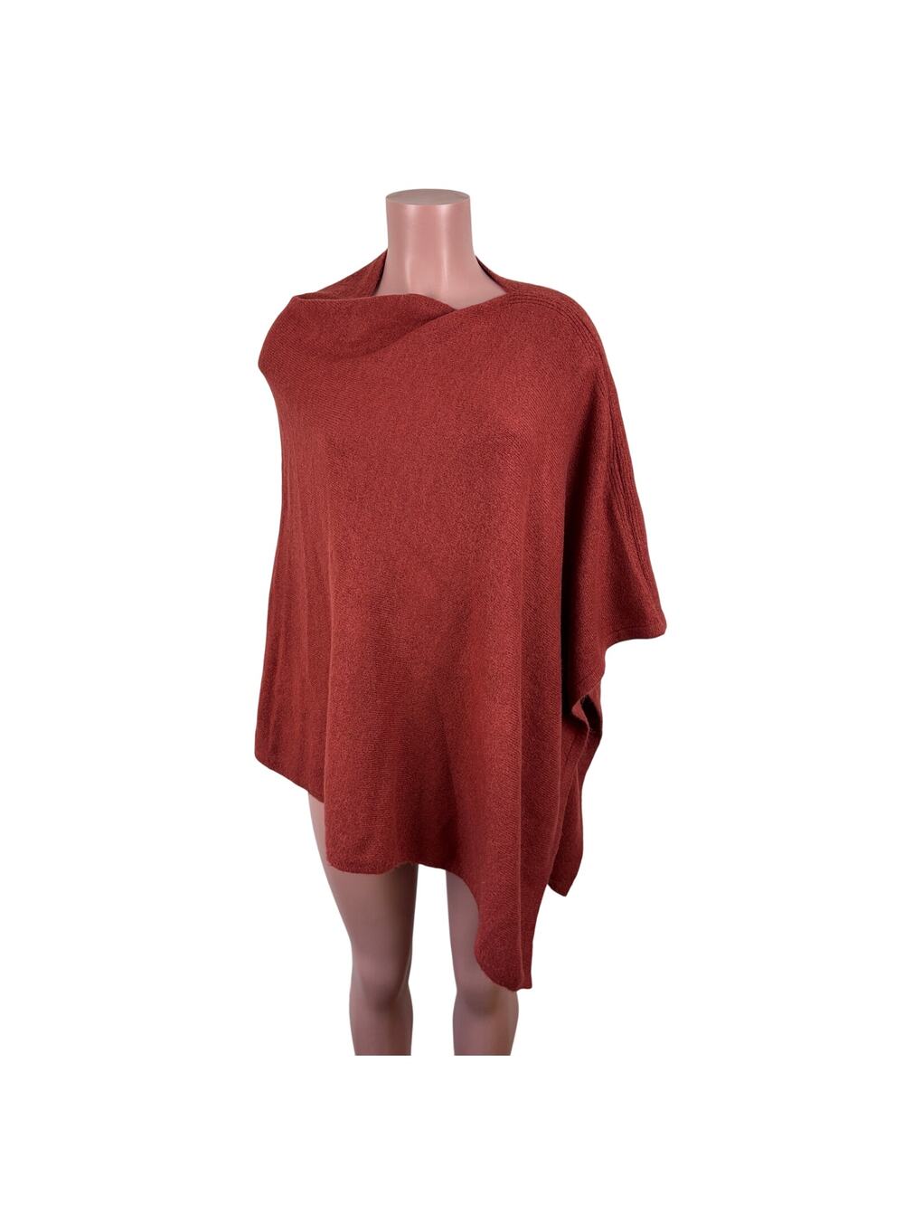LOOK Cashmere Poncho Wrap Rust Red cashmere wool viscose blend One Size